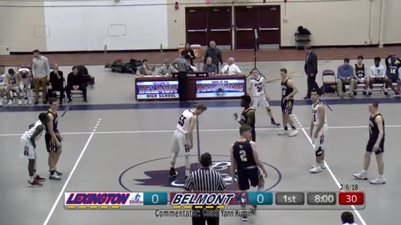 BHS Varsity Boys Basketball: Belmont Marauders vs Lexington 02/06/18