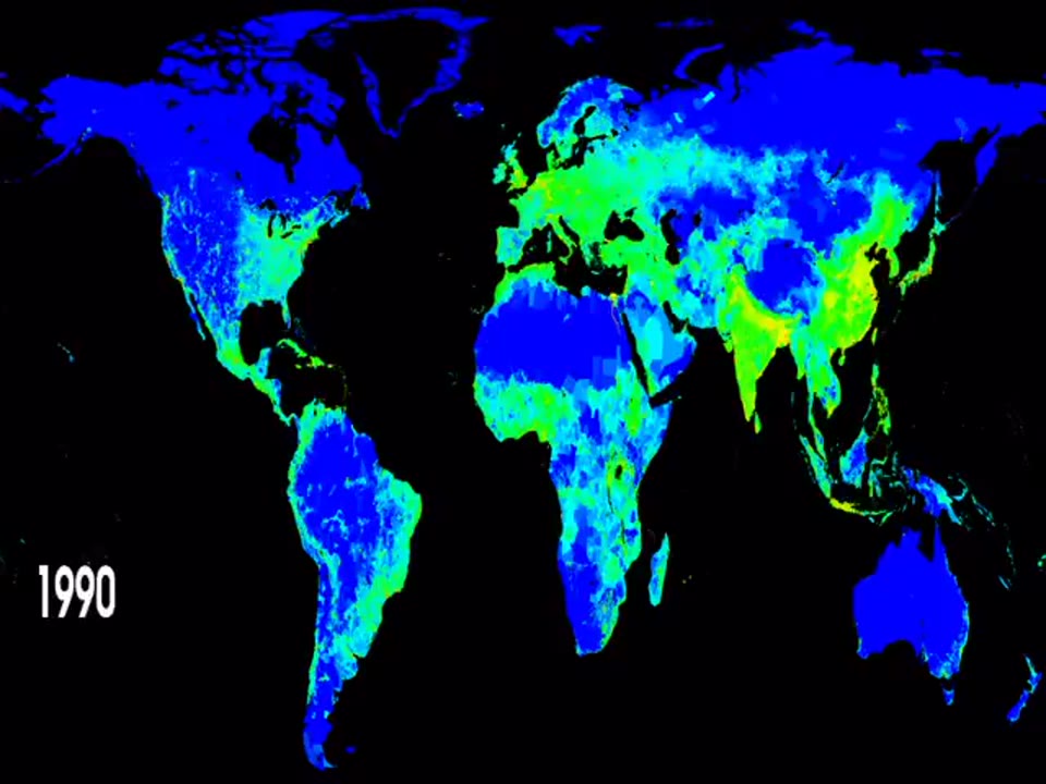 Population Density of the World, 1990-2015 (WMS)
