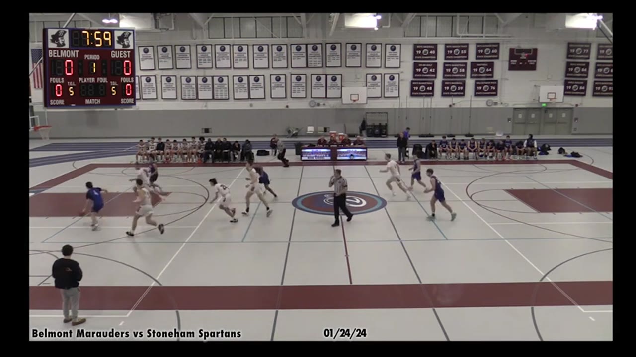 Belmont HS Boys Varsity Basketball: Marauders vs Stoneham Spartans, 01/23/24