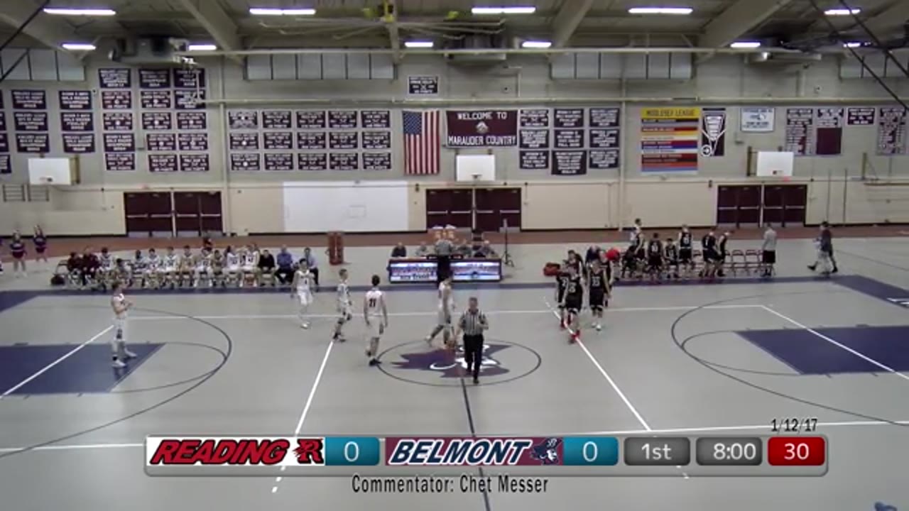 BHS Varsity Boys Basketball: Belmont Marauders vs Reading 01/12/18