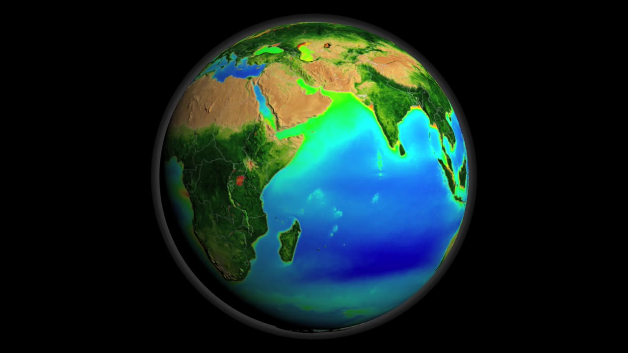 Global Rotation of SeaWiFS Biosphere Decadal Average with Land