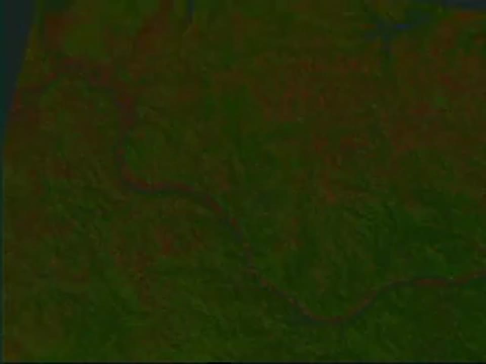 Missouri River in central Missouri, wide angle view from above, September, 1992 (version a)