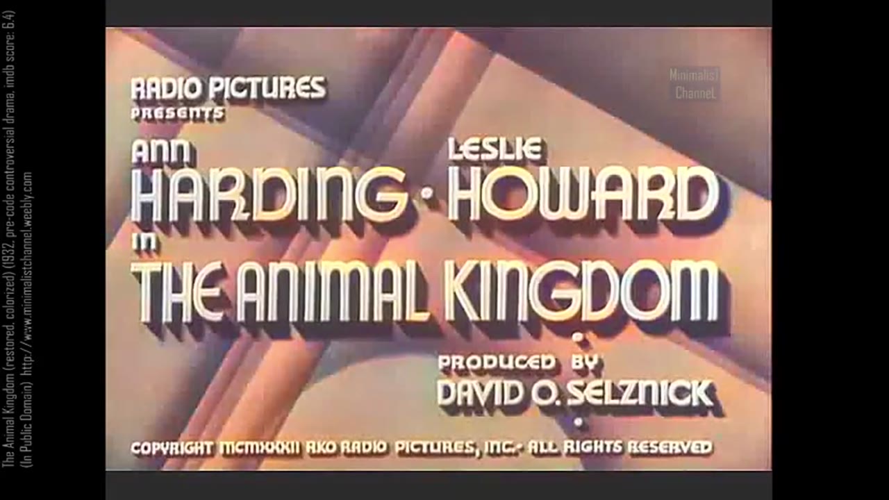 The Animal Kingdom (restored, colorized) (1932, pre-code controversial drama, imdb score: 6.4)