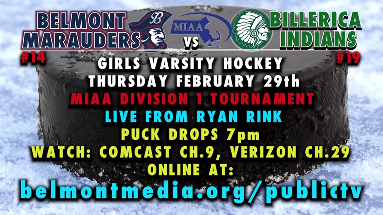 Belmont HS Girls Varsity Ice Hockey: Marauders vs Billerica Indians 02/29/24