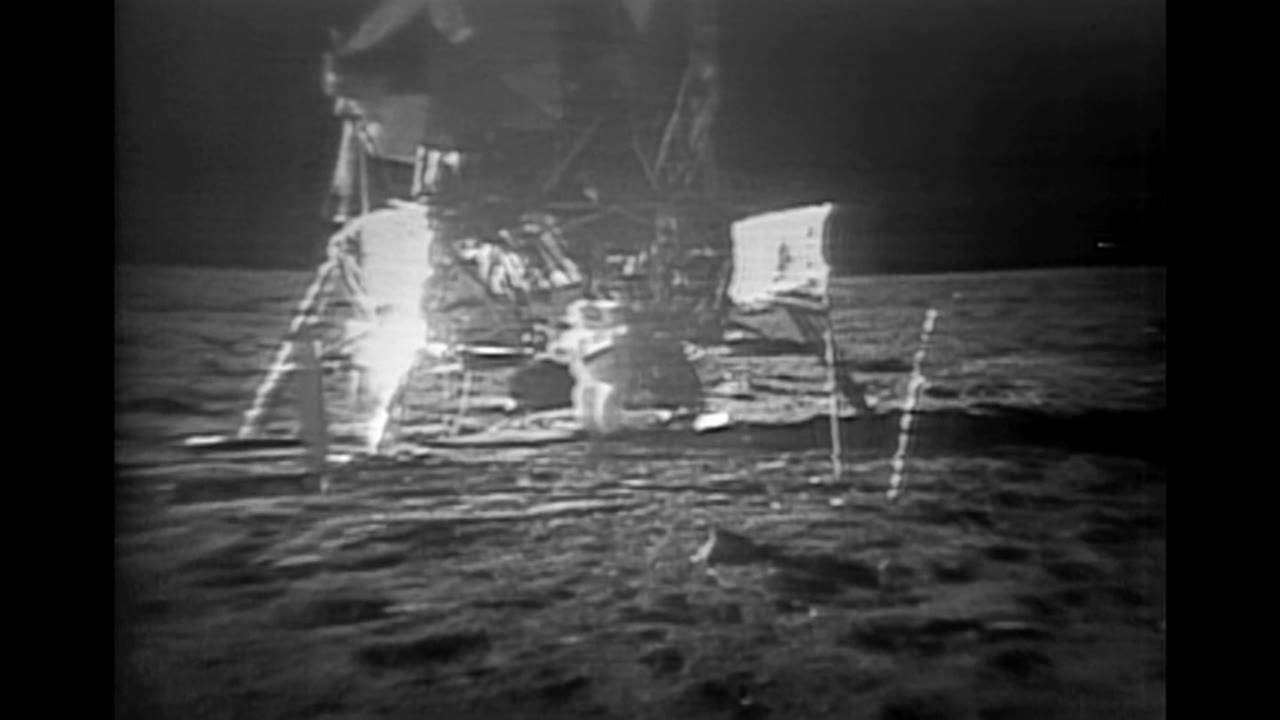 Partially Restored Video: Buzz Aldrin Hammering a Core Sample Tube into the Moon's Surface