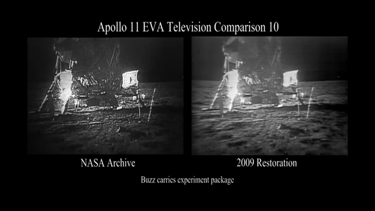 Apollo 11 40th Anniversary: Partially Restored Video of Buzz Aldrin Carrying Experiment Packages