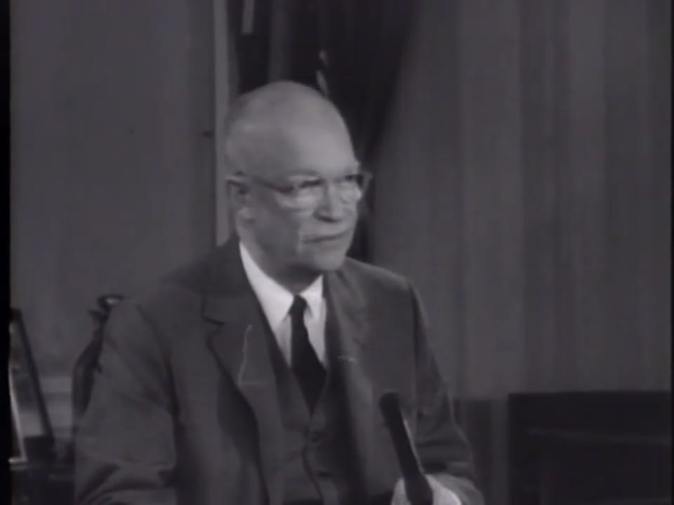 Ike Reports. First Missile Recovered From Flight In Space, 1957/11/07