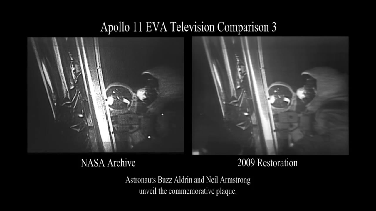 Restoration Comparison: Buzz Aldrin and Neil Armstrong Unveil the Commemorative Plaque