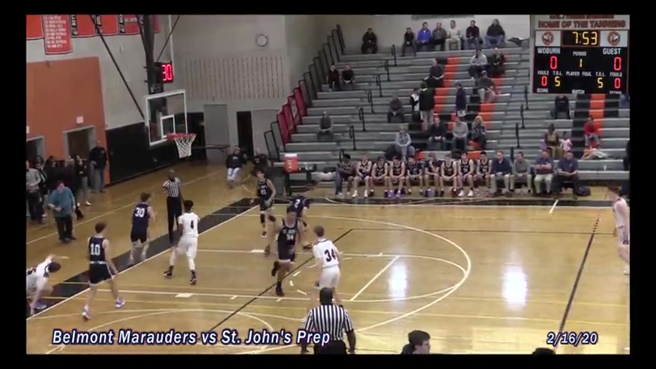 BHS Varsity Boys Basketball: Marauders vs St. John's Prep 02/16/20