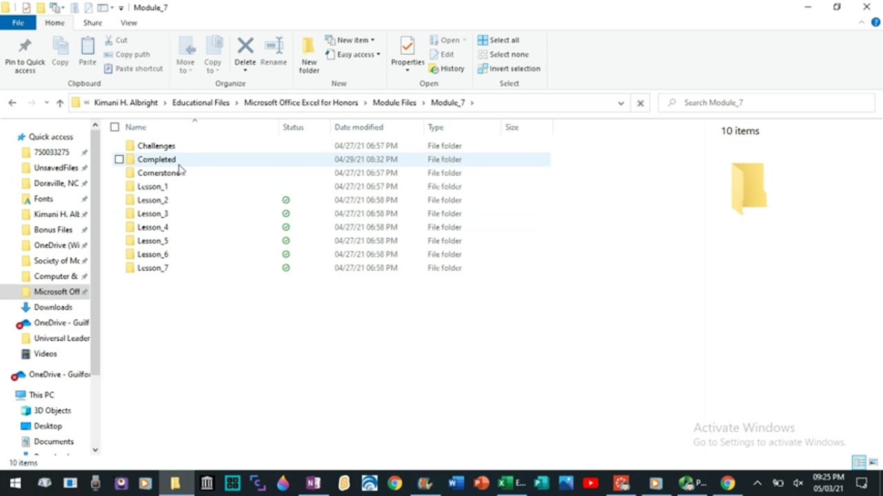 Microsoft Office Excel for Honors - Module #7 - Lesson #2 TEST (Original)