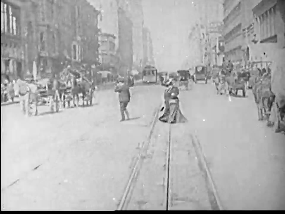 Cable Car Ride on Market Street 1905-1906, Before and After Earthquake, A