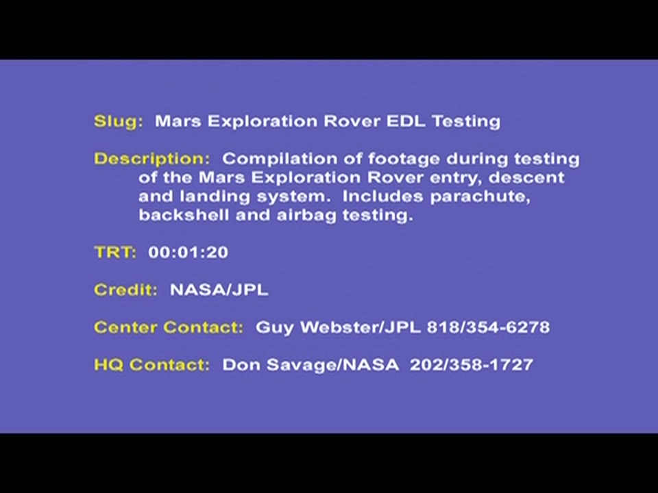 MER Entry, Descent & Landing Testing Highlights