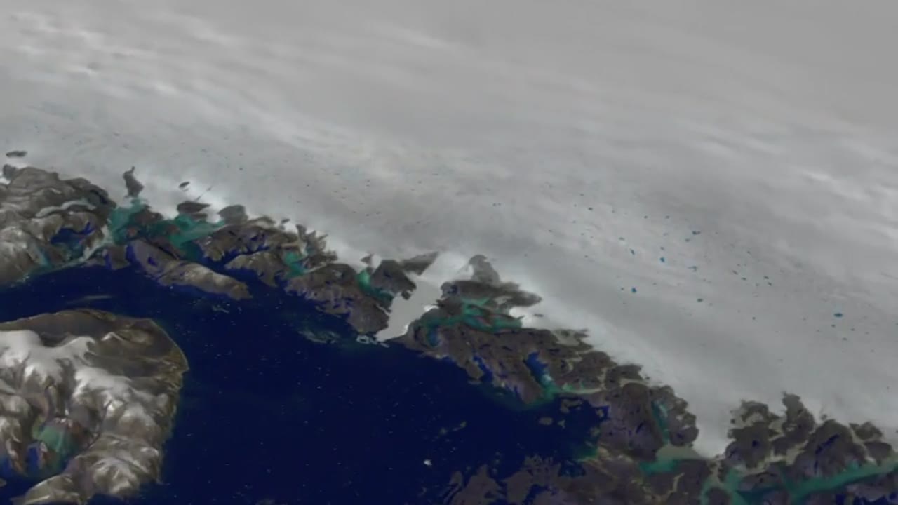 Jakobshavn Glacier Flow in the year 2000 and Calving Front Retreat from 2001 to 2006