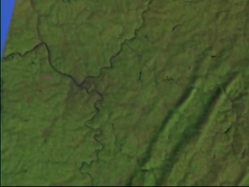 Pittsburgh (542) with terrain data, x 3 exaggeration.